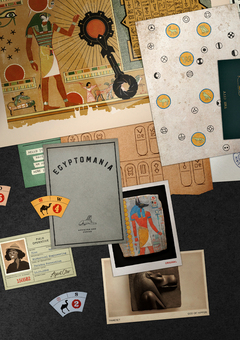 Some of the game components from the Egyptian Enigma