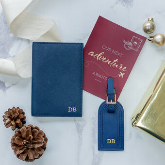 Personalised Leather Passport and Luggage Tag