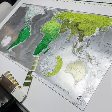 world map lithographic printing