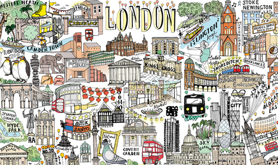 Detail from the illustrated map of London