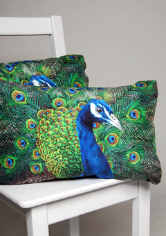 Peacock cushions, handmade silk cushions