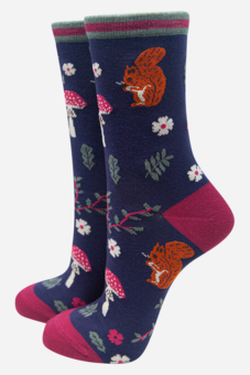 red squirrel bamboo socks