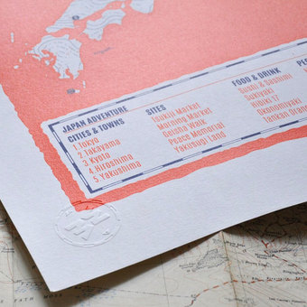 personalised screenprinted travel map
