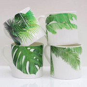 Tropical collection of Banana leaf, cheese plant, Palm and cabbage palm leaf design bone china mug by Rolfe and Wills