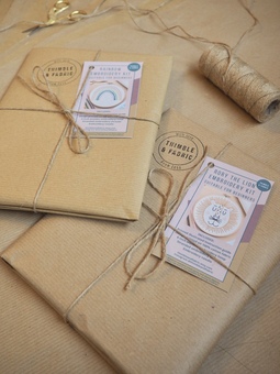 sustainably packaged embroidery kits from thimble and fabric