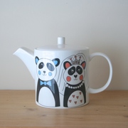 personalised wedding teapot with panda design