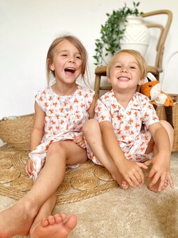 Fox in a box, Matching family pyjamas, 100% cotton nightwear 