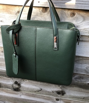 Italian Dollaro leather green tote bag 
