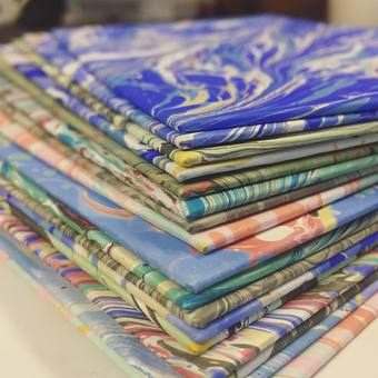 Bookbinding: pile of covers