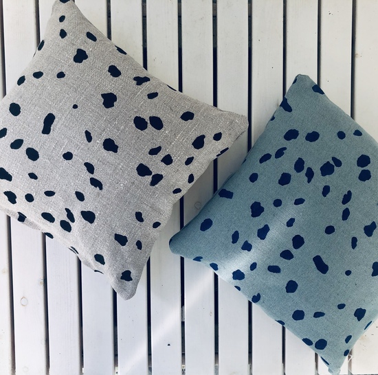Dalmatian print Cotton linen cushion