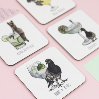 cocktail animals drinks coasters