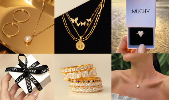 gold jewellery gifts for her womens layering necklaces and promise rings gift