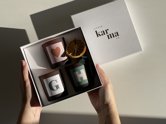 Little Karma Co. Ltd personalised initials candle gift set