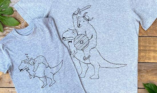 bear riding dinosaur t-shirt