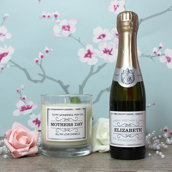 Personalised candles and half bottles of Prosecco for any occasion