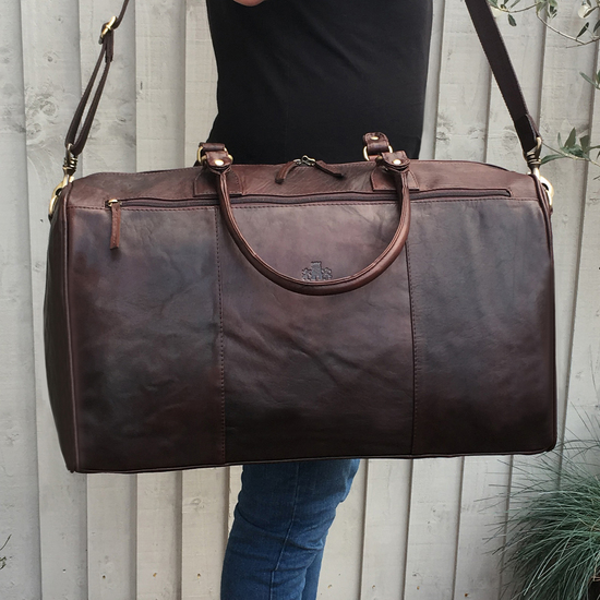 brown leather holdall, gift for men