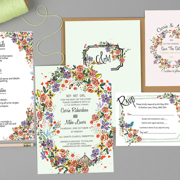 Modern floral wedding Invites