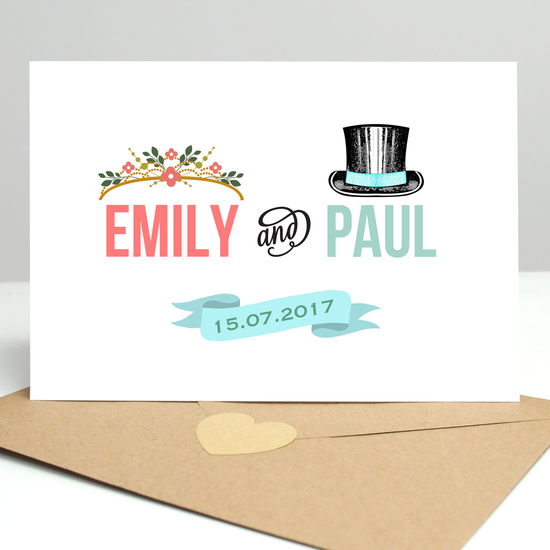 personalised wedding card with date