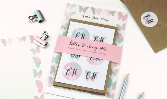 Personalised Butterfly Letter Writing Set