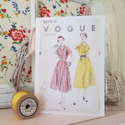 Hand Printed Vintage Vogue Sewing Pattern Greetings Card