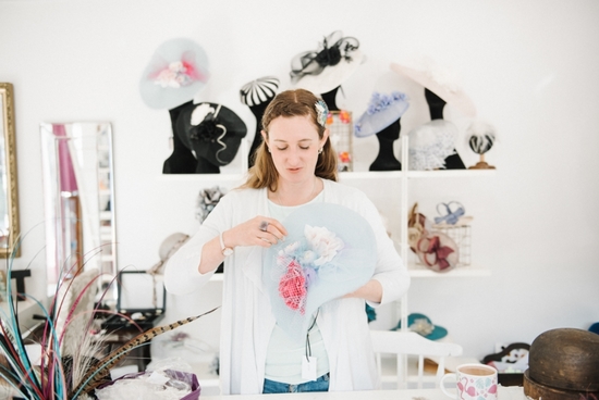 Picture of Holly in her millinery studio 