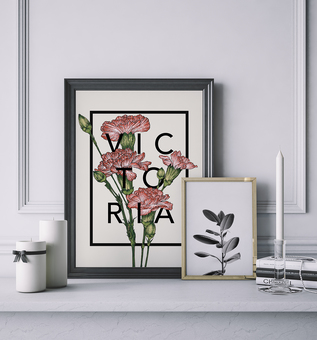 Personalised Botanical Carnations Flower Print