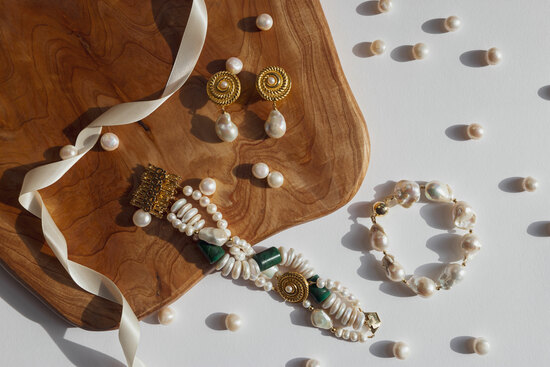 Bespoke pearl and gemstones jewellery set
