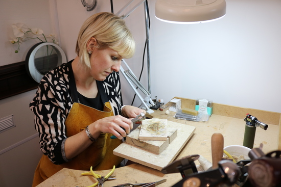 Julia Usher at the jeweller's bench