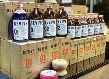 REVIVE car cleaning products including wood wax puck