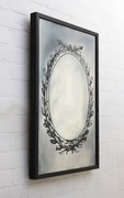 This is an image I drew onto glass which was then silvered by hand to create this stunning unique mirror and we can create these with your logo or drawing.