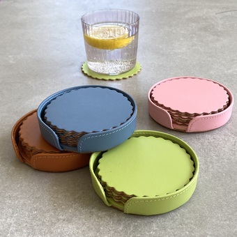 Recycled Leather Coaster Sets