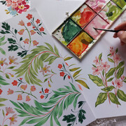 Floral Painting using Gouache and Watercolour