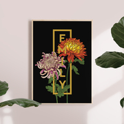 Personalised Botanical Orchids Flower Print