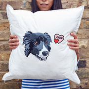 hand-drawn pet embroidery on cushion cover