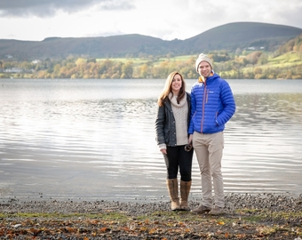 Tasha & Ollie by Lake Ullswater with the Cumbrian hills in the background