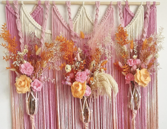 Macrame & dried flower wall hanging