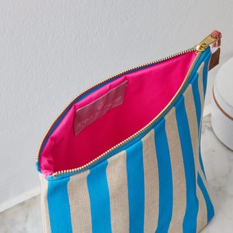 Bright pink waterproof lining for the popular Wash Bag in Deckchair