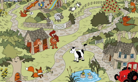 Cotswold Baby Co - a map of Bertie Fox's magical world and all his farmyard friends