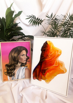 Kate Carter Art paintings. Left; Sweet like Cinnamon - portrait of Lana Del Ray. Right - Billow, part of the Absence of Figure series