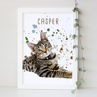 Personalised Pet Cat Portrait Print Gift