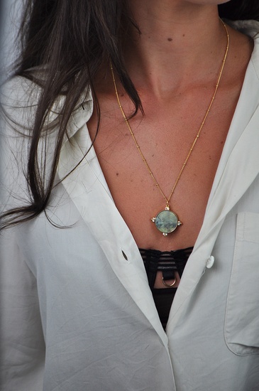 Compass Labradorite Necklace,  18ct Gold Plated