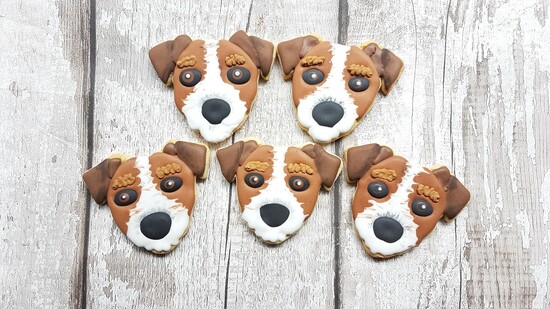Hand decorated jack russell cookies
