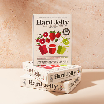 Hard Jelly packs stacked
