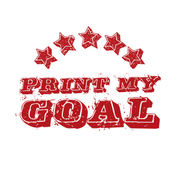 Image of red Print My Goal logo on white background