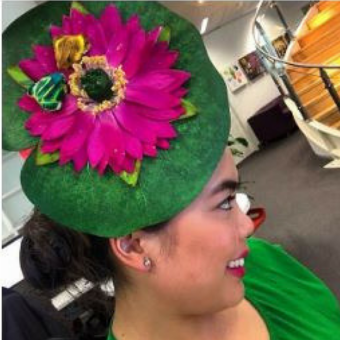 lily pad fascinator hat with frogs