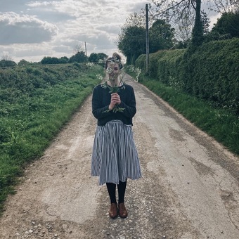 The jewellery designer Emily in a country lane