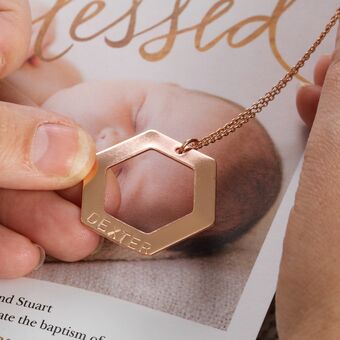 Rose Gold personalised hexagon birthday gift for her