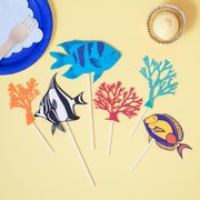 Papercut tropical fish and coral cake topper set