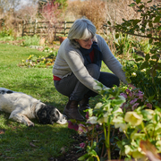 Georgina in the garden with dog
