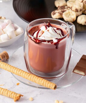 Delicious hot chocolate with toppings